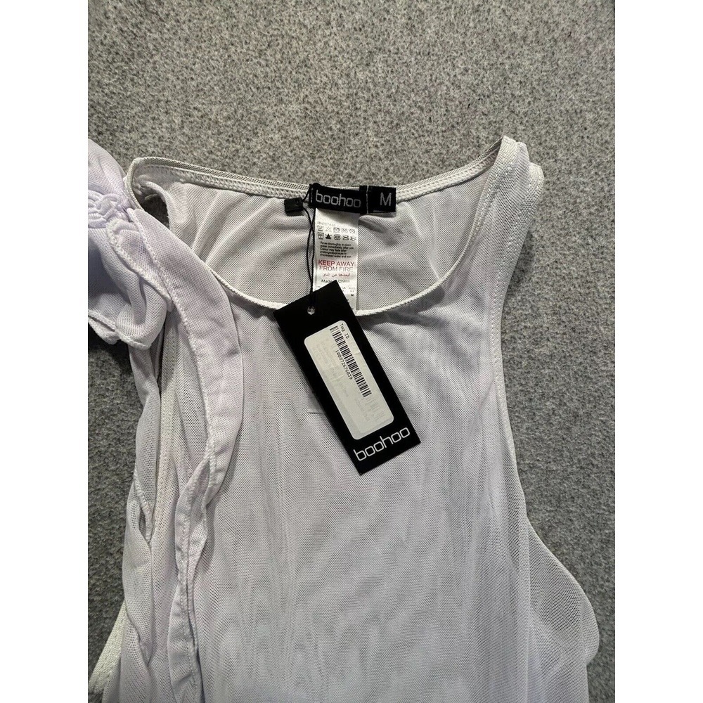 Boohoo Women's White Chiffon Beach Dress Cover Up Medium NWT - Picture 2 of 7